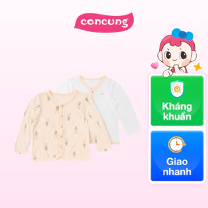 Cặp áo ss cài giữa tay dài Animo NB422053 (0-3M,cam-trắng)