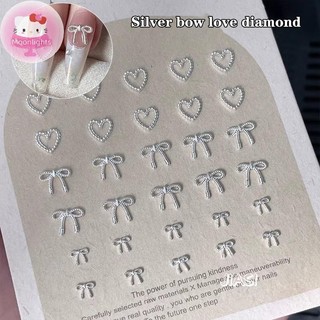 Moonlights 10 Chiếc Hợp Kim Nơ Tình Yêu Móng Tay Nghệ Thuật Quyến Rũ Trang Trí 3D Kim Loại Sang Trọng Bạc Nơ Hình Trang Sức DIY Thiết Kế Làm Móng Tay Vật Dụng EN