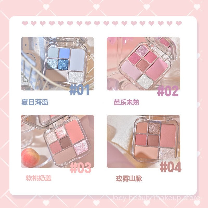 Bảng phấn mắt GOGO TALES Matte Pearl Blue Eyeshadow hun khói Cam Hồng Highlight ON6F
