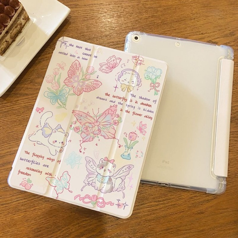 Ốp lưng máy tính bảng cho Samsung Galaxy Tab S6 lite 2024 A9 + S7 + / S8 + / S7FE s10plus 12.4inch tab A8 vỏ S10ULTRA A7 lite 8.7inch S10 FE + S9 FE + Phim hoạt hình Vỏ máy tính bảng dễ thương Giá đỡ bút chì