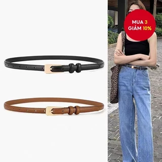 Thắt Lưng Da pu Màu Trơn Phong Cách vintage Hàn Quốc Cho Nữ