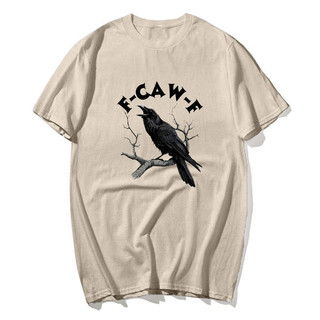 F Caw Ngộ nghĩnh Quạ Áo nam Nữ Hài Hước Động Vật Áo Rời Vintage Đồ Họa Áo Cotton Thoải Mái Nam Quần Áo