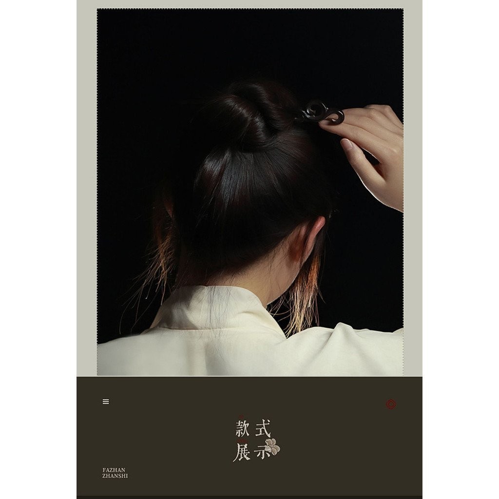 Cổ Gỗ Mun Tay Khắc Xoắn Kẹp Tóc Phong Cách Trung Hoa Mới Hàng Ngày Đơn Giản Sườn Xám Hanfu Kẹp Tóc Mũ Đội Đầu