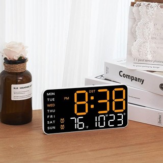 Đồng hồ treo tường điện tử NOOKSTORY, Đồng hồ LED kỹ thuật số nhiệt độ đa chức năng, Điều khiển bằng giọng nói Đồng hồ bàn hiển thị ngày DST cho phòng ngủ