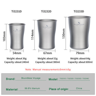Boundless Voyage Bia Titan Cola Cup 240ml 380ml 600ml Cắm Trại Siêu Nhẹ Có Thể Xếp Chồng Trà Cà Phê Đá Cốc Nước Lạnh
