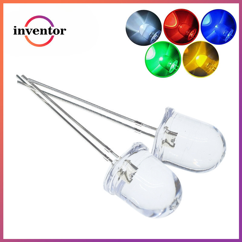 10 Chiếc 10 Mm LED 5 Màu Đỏ Xanh Vàng Xanh Trắng Trong Suốt 20mA 0.75W ...