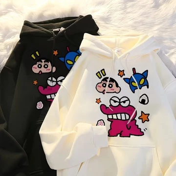 M-8XL Áo Khoác hoodie nam bigsize unisex nam nữ form rộng tay lỡ phông cách Hàn Quốc Áo hoodie in hình Crayon Shinchan phong cách Hàn Quốc Áo len dài tay cỡ lớn
