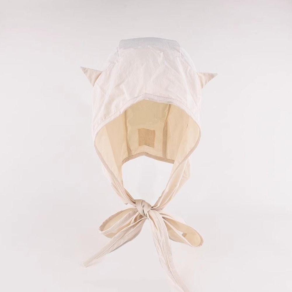 Mũ trùm đầu ROLY, Mũ chui đầu buộc dây màu trơn ngộ nghĩnh, Mũ choàng khô nhanh hình quỷ nhỏ Hàn Quốc Y2K dành cho nữ Cô gái