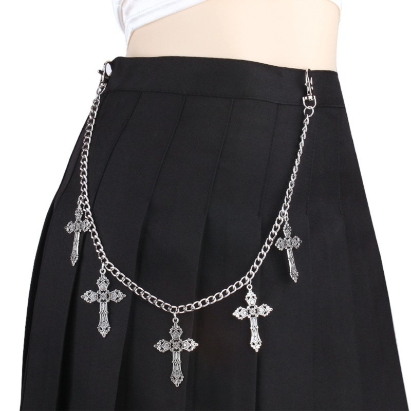 Li MultiLayer Bông Tai Kẹp Quần Dây Xích Chéo Punk Dây Xích Quần Jean Dây Xích Cho Egirl Eboy Thoáng Mát Thẩm Mỹ Dây Xích