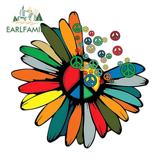 EARLFAMILY 13cm Peace & Flowers Miếng Dán Xe Hơi Kính Chắn Gió Ốp Lưng Xe Máy Ván Trượt Vinyl Decal Chống Trầy Xước Phụ Kiện Xe Hơi Thời Trang