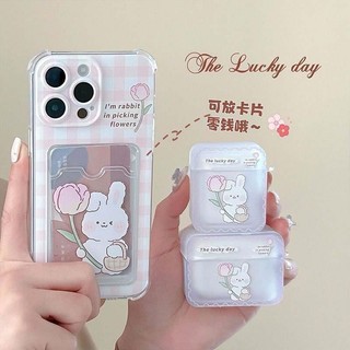 Ốp Lưng Điện Thoại Samsung Galaxy A22 A23 A42 A12 A13 A04 A04E A05 A02 A10 A10S A05S A02S A21S A03 Core cover Gấu Thỏ Hoa Thẻ Khe Cắm Túi Silicon Mềm