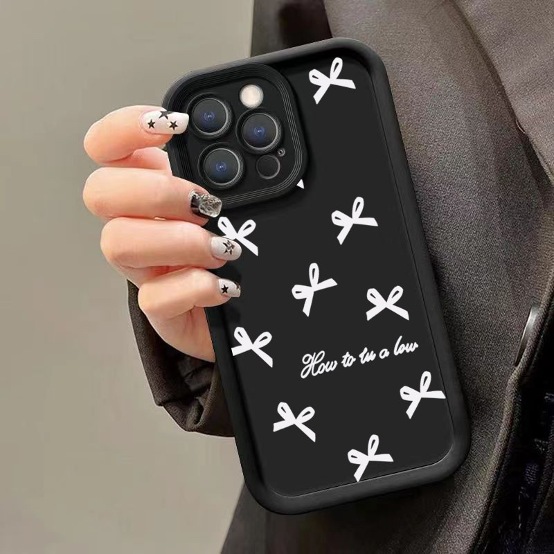 Vỏ Tương Thích Cho iPhone 16 11 12 13 14 15 Pro Max 16e iPhone XR X XS Max 13 12 Mini 7 8 Plus SE2 Graffiti Hoạt Hình Dễ Thương Nơ Tiếng Anh Silicon Mềm Mờ Chống Sốc
