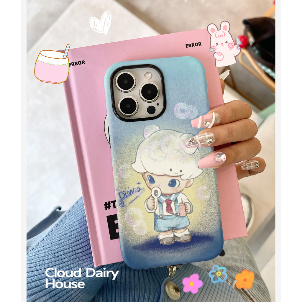 Pop MART dễ thương bút chì màu giả tưởng thổi bong bóng DIMOO Ốp điện thoại cho iPhone15ProMax 14Pro 13 12 XSMAX 13mini 8PLUS 2 ❈ Vỏ tpu và pc bóng
