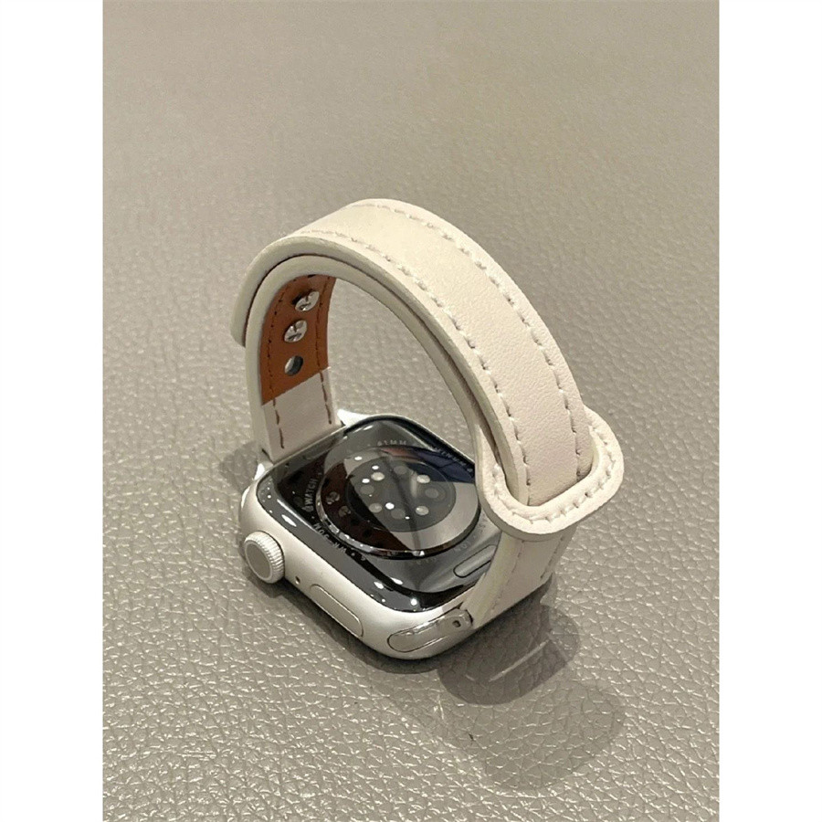 Dây đeo đồng hồ nữ bằng da Silm cho Apple Watch series S11 S10 46mm 45MM 41MM 42mm 41mm 40MM 44MM 38mm Dây đeo vòng tay mỏng cho iwatch Series 10 9 8 7 6 4 5 40mm 41mm
