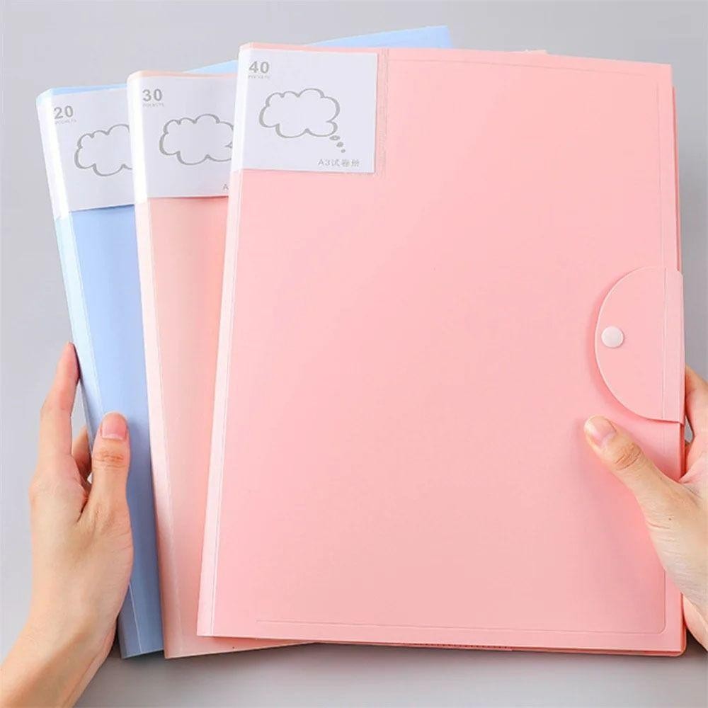 TUYỆT VỜI 1 Túi đựng tài liệu A3, 20 / 30 / 40 Trang Đồ dùng văn phòng Thư mục tập tin giấy A3, Album ảnh Văn phòng phẩm Sinh viên Văn phòng phẩm Nhựa Bộ sưu tập tác phẩm nghệ thuật