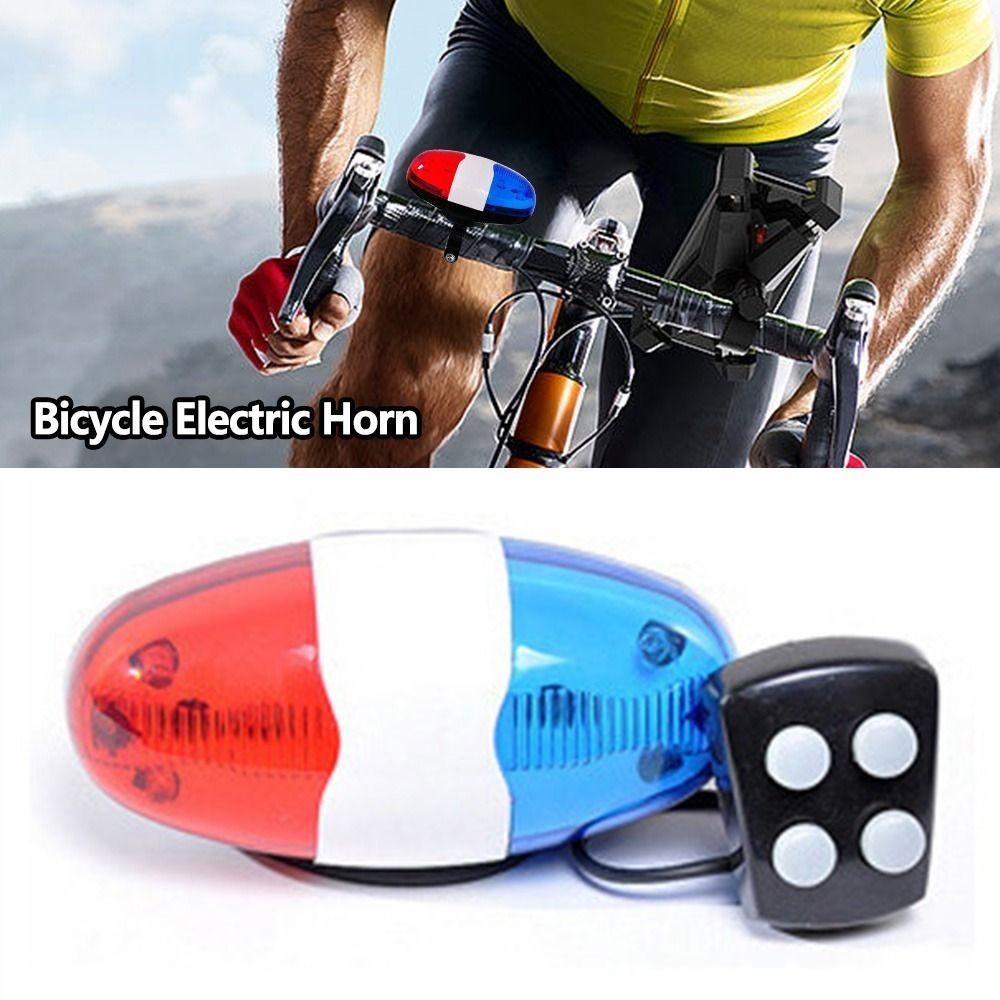 Chuông còi xe đạp điện tử 4 tông màu, 6 đèn LED xe cảnh sát, nhựa, còi xe đạp trẻ em ngoài trời