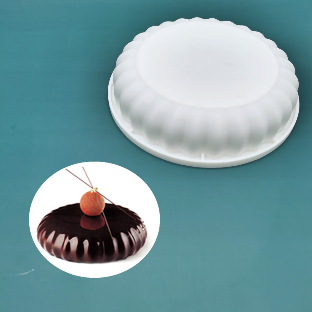 Khuôn làm bánh silicon tròn phẳng cổ điển Ý kiểu Pháp Drench tròn Fondant Mousse Khuôn làm bánh DIY
