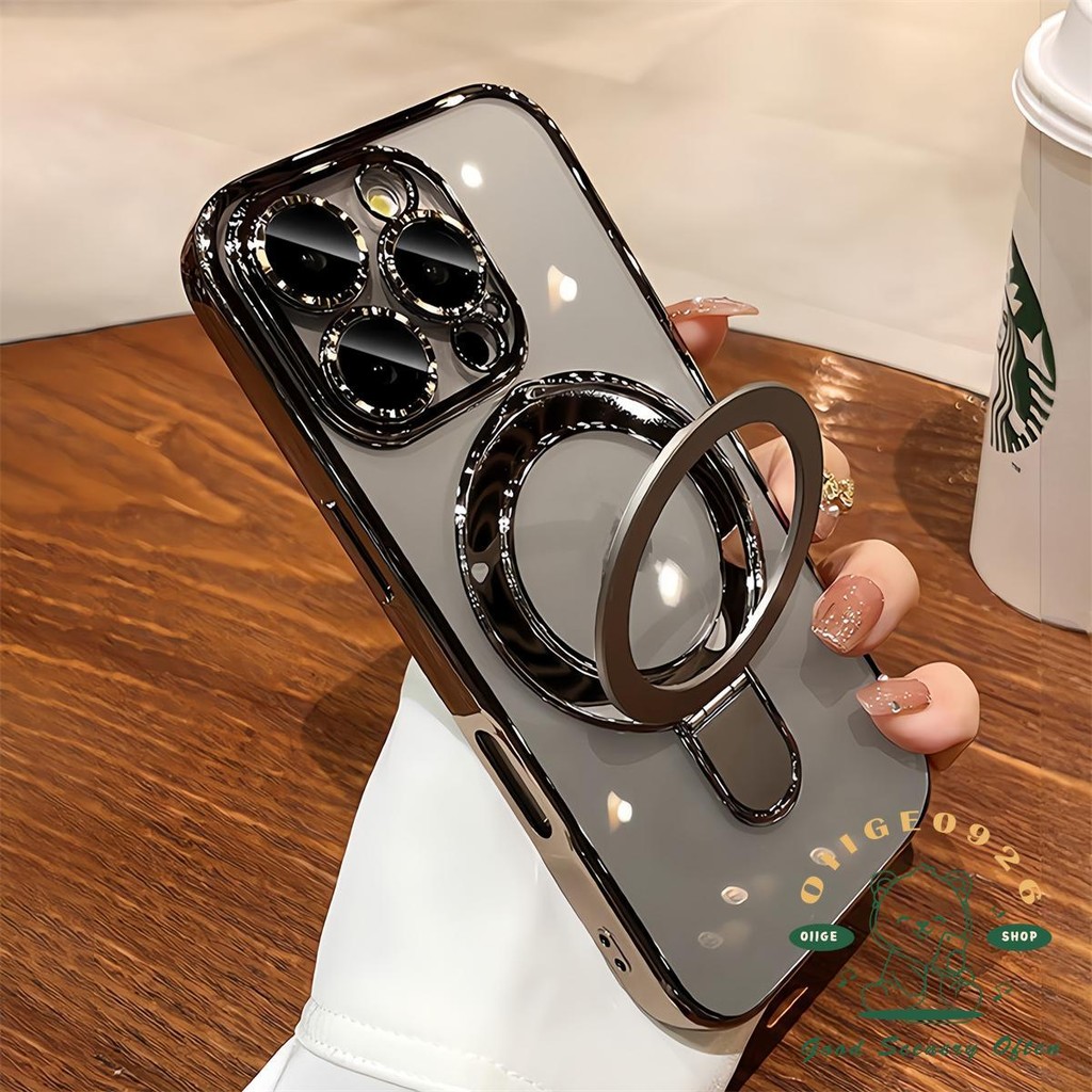 Giá đỡ kim loại từ tính Mạ ốp lưng điện thoại iphone16 Pro Max 15 14 13 12 11 vỏ cho iPhone XR / XS vỏ mềm silicon TPU chống sốc
