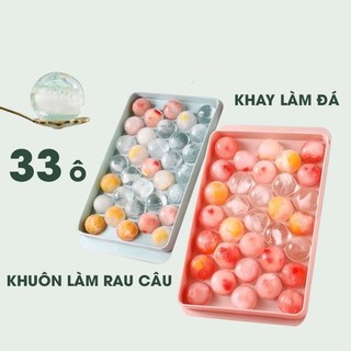 Khay đá tròn 33 viên có nắp đậy khuôn làm đá thạch trái cây hình bi tiện lợi