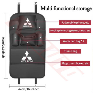 Mitsubishi Ghế Sau Túi Bảo Quản Ô Tô Chống Đá Thảm Công Suất Lớn Ghế Sau Ô Tô Tổ Chức Hộp Đựng Khăn Giấy Tự Động Cho Ralliart Mirage Triton Xpander Lancer ASX Outlander Attrage Pajero