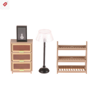Alik 1 / 12 Nhà Búp Bê Tủ Giày Kệ Sách Đèn Sàn Đồng Hồ Treo Tường Nhà Búp Bê Nội Thất Phòng Khách Trang Trí Búp Bê Phụ Kiện Nhà VN