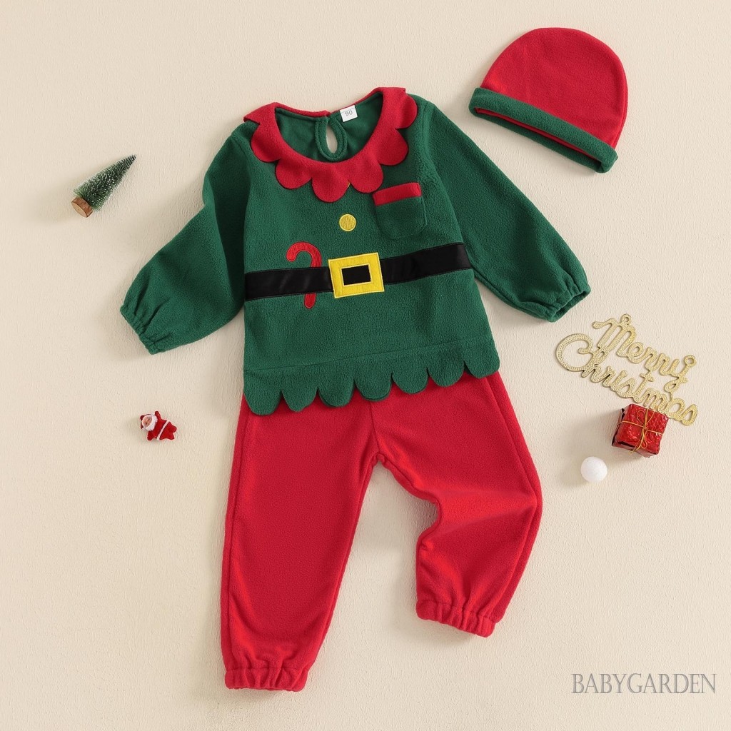 / / -1-6years Kid Bé Trai / Bé Gái Ông Già Noel Trang Phục Lông Cừu Dài Tay Áo Co Giãn Eo Quần Mũ Bộ Cosplay Cho Tiệc Giáng Sinh Halloween