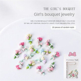 10 bó hoa làm móng nghệ thuật cho bé gái trang sức đính nơ hoa bằng nhựa resin hỗn hợp dụng cụ trang trí móng tay cho tiệm làm móng