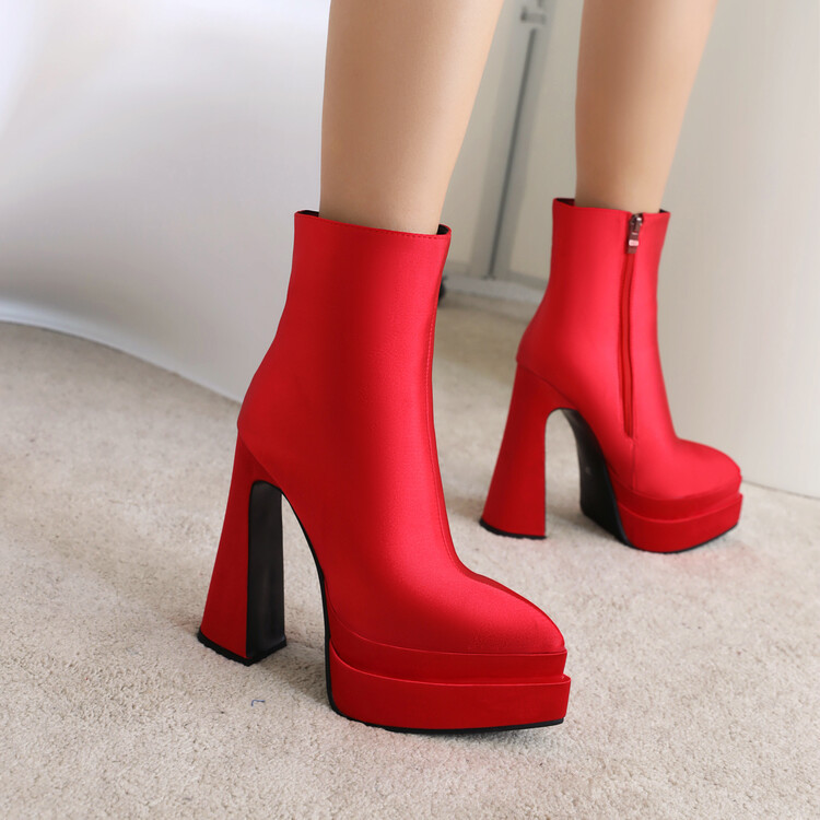 Bốt ngắn size 34-43 phong cách Hàn Quốc bốt gầy gót dày đế chống thấm nước cao gót satin mẫu mới bốt co giãn nữ