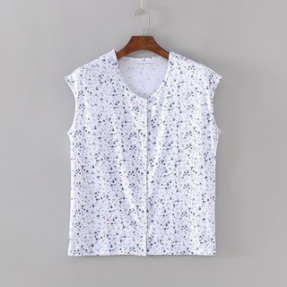 Trung Niên Người Cao Tuổi Vest Cotton Nguyên Chất Nữ Áo Lót Cardigan Nút Trước Bà Già Bà Ngoại Plus Mỡ Không Tay Homewear Bộ Đồ Ngủ MH01M