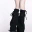 Máy giữ ấm chân NICOLOO, Vỏ chân Denim đen Harajuku cổ điển, Dây đeo dây rút Y2k Tất xếp chồng sừng Punk