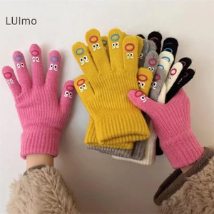 Luimo Vui Mùa Đông Găng Tay Dệt Kim Nữ Màn Hình Cảm Ứng Lạnh Ấm Áp Toàn Ngón Găng Tay Găng Tay Phong Cách Hàn Quốc Tất Cả Trận Đấu Găng Tay Đi Xe Đạp SBS