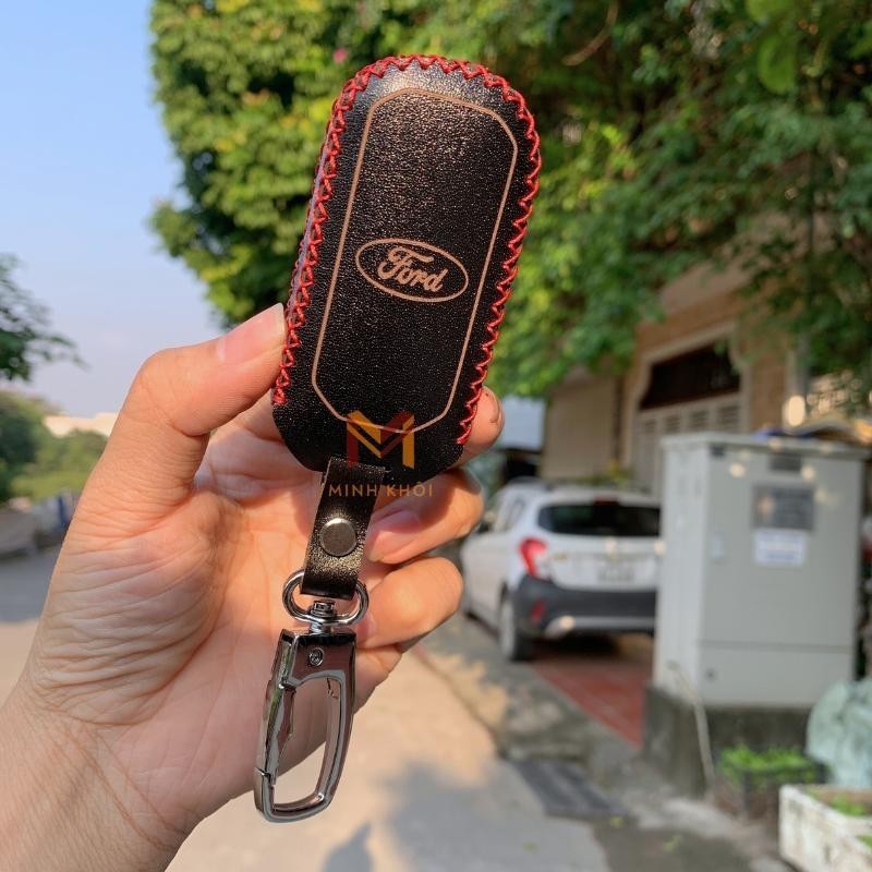Bao da chìa khóa xe  FORD TERRITORY da thật nhập khẩu, khâu thủ công, sang trọng có khắc tên