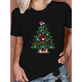 Ông Già Noel In Hình Nữ Áo Tay Ngắn Cổ Tròn Rời Tee Mùa Hè Đồ Họa Hàng Đầu Cho Nữ