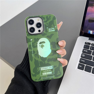 BAPE Vỏ điện thoại ngụy trang mạ điện cao cấp cho iPhone 16 15 14 13 11 12 Pro Max