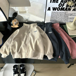 (0-15 Tuổi) Áo khoác dây kéo lông cừu cho bé gái Bé trai Dây kéo trẻ em Áo len Hoodie mùa thu trơn Quần áo trẻ em Áo khoác thể thao bé trai