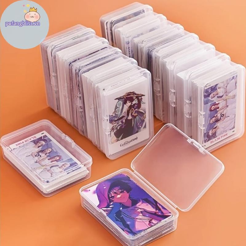 Pufangbliss Mới Trong Suốt Nhựa Hộp Bảo Quản Photocards Thẻ Nhỏ Hộp Bảo Quản Bàn Tổ Chức Hộp Phân Loại Văn Phòng Phẩm VN