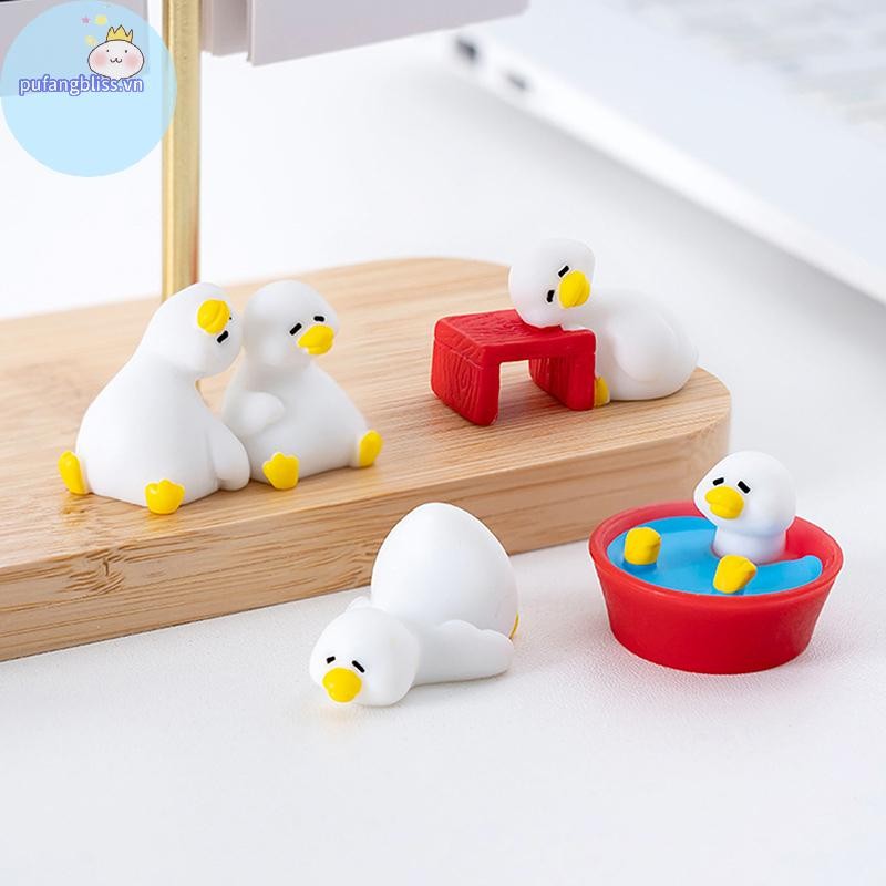 Pufangbliss Thu Nhỏ Các Bức Tượng Nhỏ Vịt Trắng Dễ Thương Động Vật Micro Phong Cảnh Đồ Trang Trí Để Bàn Làm Việc Nhà Phụ Kiện Làm Vườn VN
