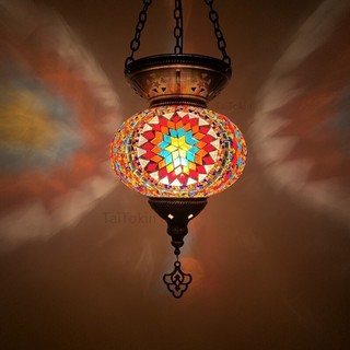 Kích Thước Lớn Thổ Nhĩ Kỳ Khảm Mặt Dây Chuyền Đèn Vintage Art Deco Thủ Công Trần Treo Đèn Kính Nhiều Màu Sắc Lãng Mạn Đèn