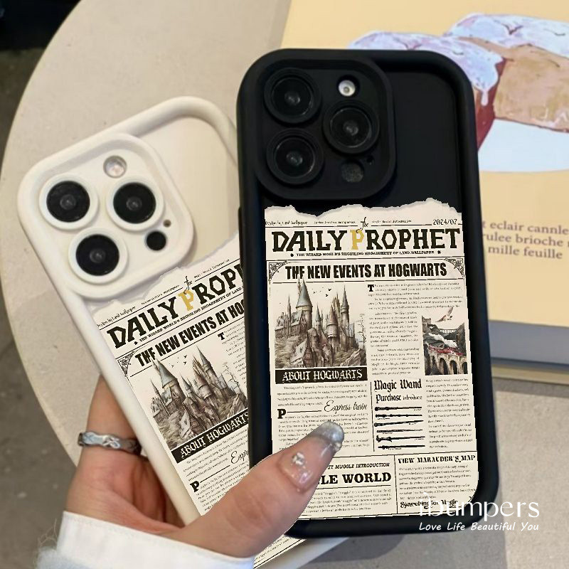 ibumpers Ốp Điện Thoại iPhone Harry Potter Daily Prophet Pattern Ốp Lưng Dày Dặn Silicon Mềm Chống Rơi Chống Sốc Cho IPhone 16 15 14 12 13 11 Pro Max IP 7 8 Plus X XS XR