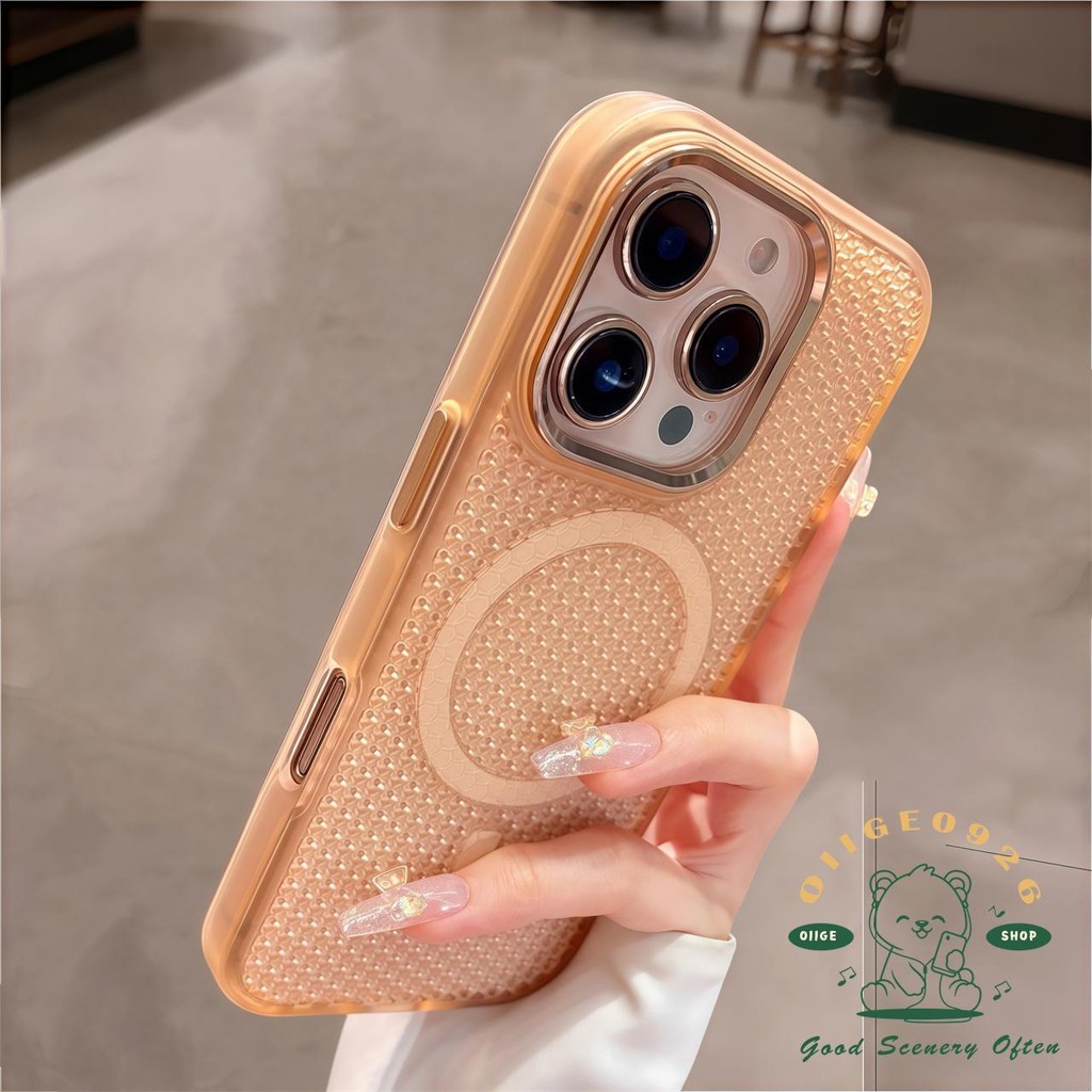 Ốp điện thoại tản nhiệt màu trong suốt từ tính iphone16 Pro Max 15 14 13 12 cho vỏ iPhone PC Vỏ cứng chống sốc