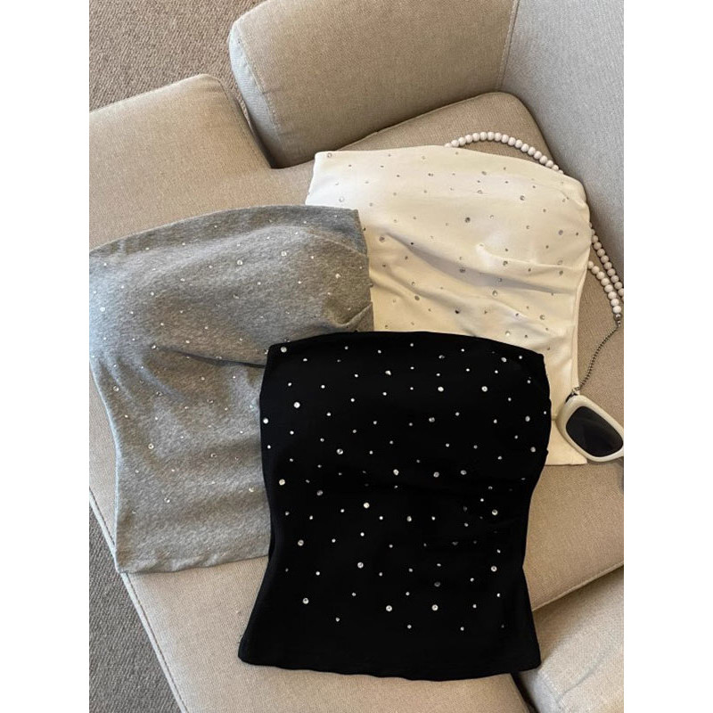 Hot Kim Cương Đệm Ống Top Camisole Nữ Áo Ngắn