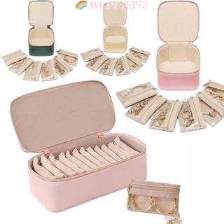Hộp đựng trang sức du lịch WKPFR893, Hộp đựng bông tai dung tích lớn bằng da PU, Di động với 6 / 12 chiếc Túi nhỏ Trang sức