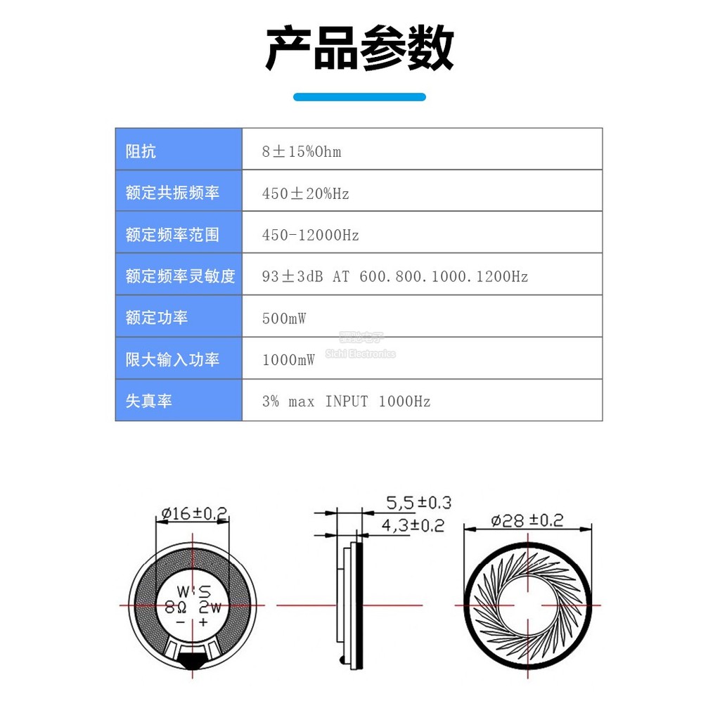 2W 8R Loa Nhỏ Loa Bộ Khuếch Đại Công Suất Âm Thanh Phụ Kiện 20MM / 28MM / 30MM / 36MM / 40 / 50MM