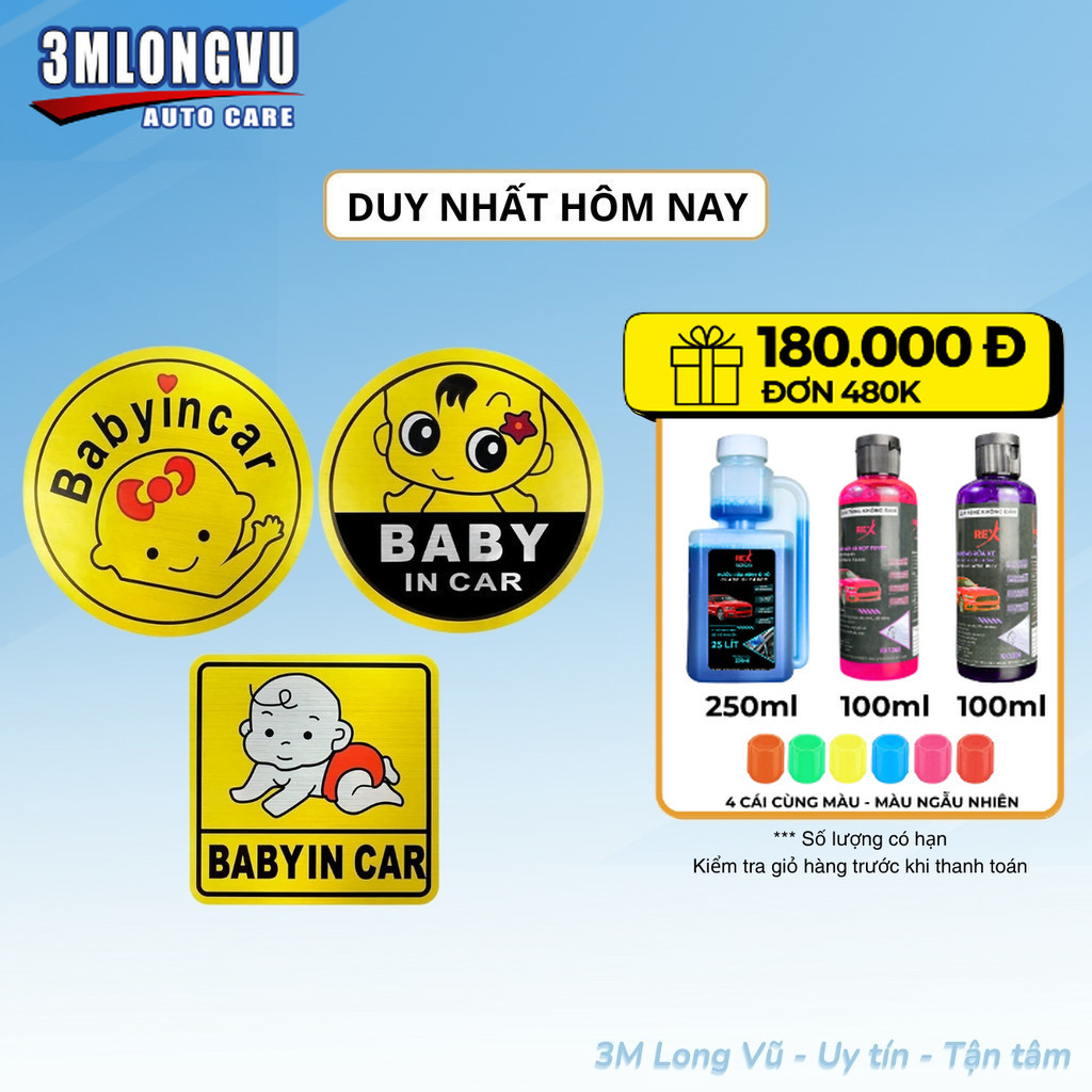 Tem Baby in Car dán đuôi xe ô tô, nhiều mẫu đáng yêu để lựa chọn - 3M LongVu