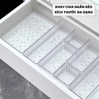 Khay Chia Ngăn Kéo Trong Suốt Vân Sọc, Khay Đựng Mỹ Phẩm Xếp Chồng Tiện Lợi Để Bàn - SUNND