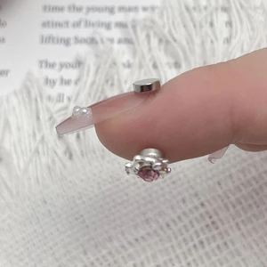 Meow Heart Diamond Pink Diamond Kẹp tai cười từ tính