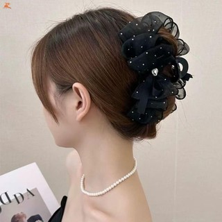 Móng vuốt tóc barrettes lưới nơ trang trí đơn giản, phù hợp cho phụ nữ và bé gái dùng hằng ngày