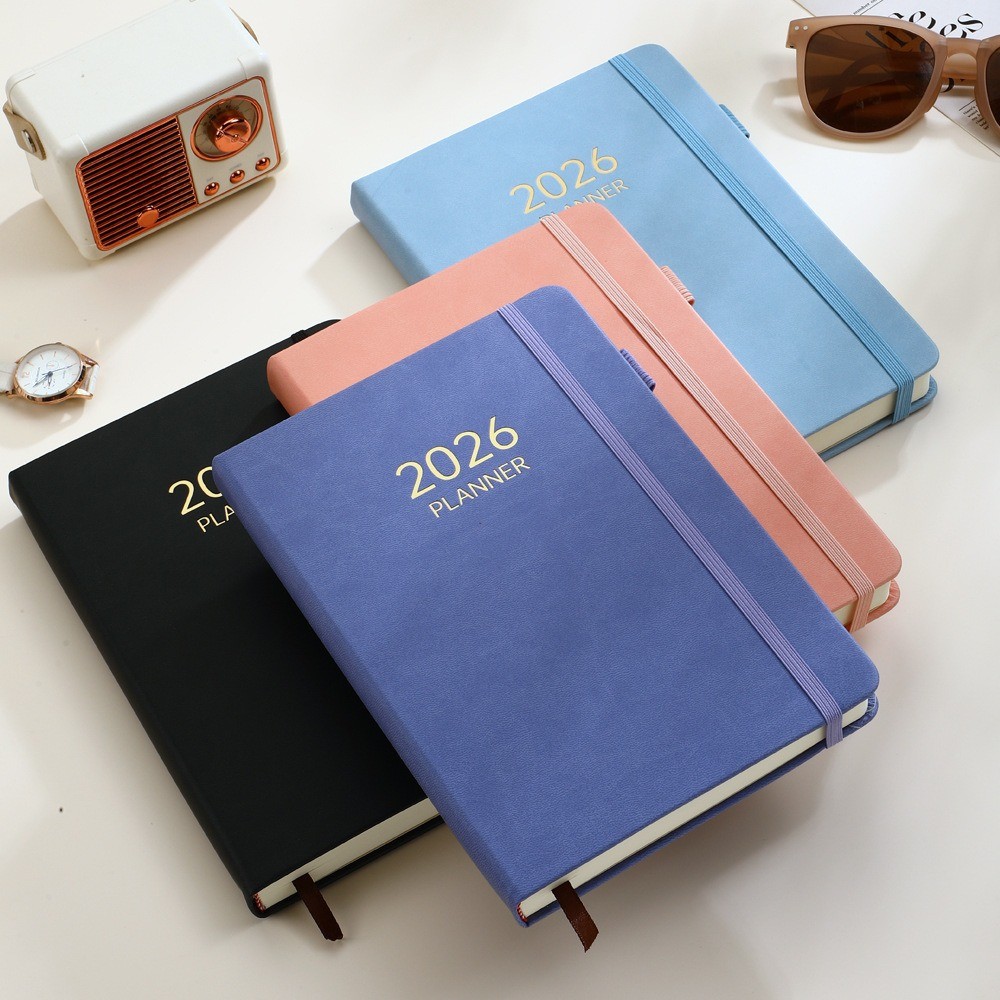 2025 / 2026 A5 Tiếng Anh Đàn Hồi Ban Nhạc Notebook Dây Đeo Sách Notepad Lịch Sketchbook Văn Phòng Ghi Chú Sách Giải Phóng Mặt Bằng Dự Thảo Sách