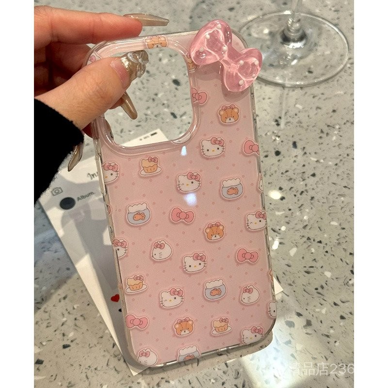 Giá đỡ mèo KT nơ màu hồng Thích hợp cho vỏ điện thoại 16 / 15 / 13 iPhone14promax Giá trị cao 11 / 12