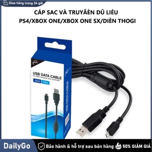 Dây Cáp Sạc USB 2m Cho Tay Cầm PS4 – Cổng Micro USB Chống Đứt Gãy